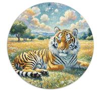 Tiger 1000 Pieces Circular Jigsaw Creative Beast Animal Hard Challenging Games for Adults And Kids 1000pcs (67.5x67.5cm)