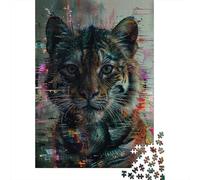 Tiger 1000 Pieces Eco-Friendly Paper Abstract Dark Tiger Puzzle Adult Hobbyists Portable Mind Decompression Hours Fun 38x26cm/1000pcs