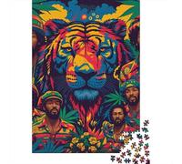 Tiger 1000 Pieces Eco-Friendly Paper Tribal Art Tiger Puzzle Adult Hobbyists Portable Mind Decompression Hours Fun 52x38cm/1000pcs