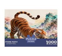 Tiger 1000 Pieces Jigsaw Puzzle Games Challenge Toy Fierce Beasts And Tigers Home Decoration Family Fun Kids Age 12+ 38x26cm/1000pcs
