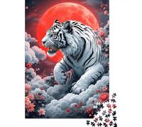 Tiger 1000 Pieces Sturdy Paper Red Sun White Tiger Puzzle Parent-Child Interactive Game Home Leisure Unique Artwork 52x38cm/1000pcs