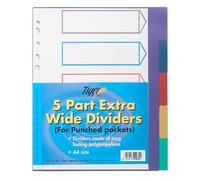 Tiger 10x A4 Extra Wide Colour Coded 5 Part Strong Filing Subject Dividers Tab Index