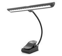 Tiger 18 LED Rechargeable Music Stand Light with Warm/White Colour Modes, Variable Brightness Portable Gooseneck Clip-on Battery or USB/Mains Powered Music Book Lamp