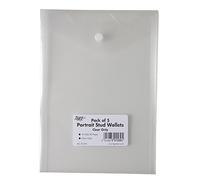 Tiger 25 x Portrait A5 Clear Stud Press Wallets Plastic Document Envelope Folders