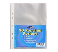 Tiger 2XA5 strong transparent poly punched pockets x 20 sleeves/wallets