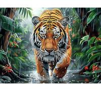 Tiger 300 Pc DIY Jigsaw Puzzle Luminous Enchanted Beasts Puzzles for Adults Teens Hard Challenging Team Building Stress Reducing Autumn Sturdy Wooden Cardboard 300 PCS/40x28cm