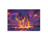 Tiger 3D Canvas Print - Printing Wall Art - Fierce Wildlife Wall Decor Picture Stretched on - Path to The Collection 12x18inch(30x45cm)