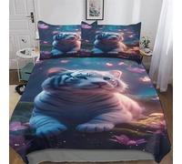 Tiger 3D Duvet Cover Bedding Set with Pillowcases Cosy Super Soft Bed Linen Quilt Cover 2 PCs for Kids, Youth And Adult Brushed Microfiber Comforter Cover Single (135x200cm)