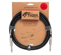 Tiger 3m (10ft) Guitar Instrument Cable - 1/4” Mono Jack to Jack Lead, Copper Connectors, Shielded Low-Noise Cable for Electric Guitar, Bass, Keyboard, Amp
