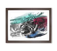 Tiger 4 V2 Modern Framed Print | A4 Walnut Framed Wall Art | Ready to Hang | Modern Animal Picture | Living Room Bedroom Lounge Office