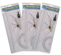 Tiger 5 piece geometry set with compass/ruler/protractor/set squares for maths/drawing/school/college