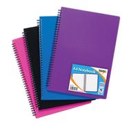 Tiger 5 X Sundry A4 Wiro Polypropylene Notebooks In Assorted Colours - 301471