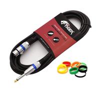 Tiger 6m (20ft) XLR Female to 1/4 inch Jack Microphone Cable with Interchangeable Coloured Loops