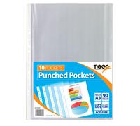 Tiger Multi Punched Pocket Polypropylene A3 45 Micron Top Opening Portrait Clear (Pack 10)