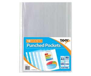 Tiger A3 Clear Punched Pocket - Portrait Filing Sleeve, Top Opening, 301084