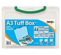 Tiger A3 Clear Tuff Box Plastic Multi Purpose Storage Carry Case (Blue Handle)