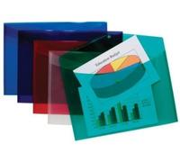 Tiger A3 plastic wallet files for document storage - stud closure - assorted colours - pack of 5