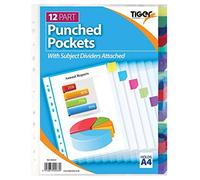 Tiger A4 12 Part Punched Pocket Dividers - Filing Project, Index Tabs, Ideal for use in The Home/Work/Office/Business,ect..