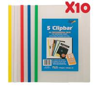Tiger A4 Clip Bar File (30 Sheet Capacity) Document Presentation Folder Colour Pack of 5 Trade Discount Super Saver X10 (50 Clip Bar Files) Save 20%