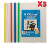 Tiger A4 Clip Bar File (30 Sheet Capacity) Document Presentation Folder Colour Pack of 5 Trade Discount Saver X3 (15 Clip Bar Files) Save 10%