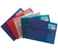 Tiger A4+ foolscap double stud wallet (pack of 5) - press closure translucent polypropylene plastic envelope files for document storage