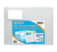 Tiger A4 plastic document wallet files x pack of 3 folders
