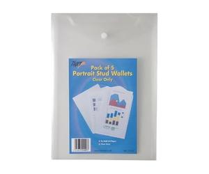Tiger A4 portrait stud wallets clear only pack of 5
