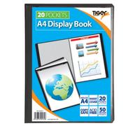 Tiger A4 Presentation Display Book 20 Pocket Black