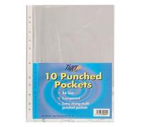 Tiger A4 strong transparent poly punched pockets x 10 sleeves/wallets