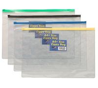Tiger Zippy Bag Polypropylene A4 180 Micron Clear with Assorted Colour Zips (Pac