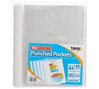 Tiger A5 clear punched poly pockets - pack of 100 quality sleeves