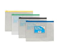Tiger Zippy Bag Polypropylene A5 180 Micron Clear with Assorted Colour Zips (Pac