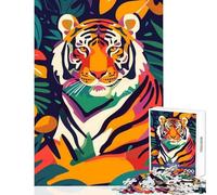 Tiger Abstract Flat Jigsaw Puzzles 1000 Pieces for Adults Peaceful Calm Stress Relief Mindful Peaceful Leisure Game (50X75cm)