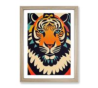 Tiger Abstract No.1 Framed Print | A2 Oak Framed Wall Art | Ready to Hang | Abstract Animal Picture | Living Room Bedroom Lounge Office