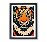 Tiger Abstract No.1 Framed Print | A3 Black Framed Wall Art | Ready to Hang | Abstract Animal Picture | Living Room Bedroom Lounge Office