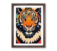 Tiger Abstract No.1 Framed Print | A4 Walnut Framed Wall Art | Ready to Hang | Abstract Animal Picture | Living Room Bedroom Lounge Office