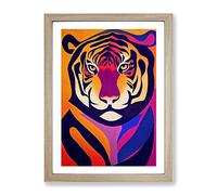 Tiger Abstract No.3 Framed Print | A4 Oak Framed Wall Art | Ready to Hang | Abstract Animal Picture | Living Room Bedroom Lounge Office