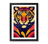 Tiger Abstract No.4 Framed Print | A3 Black Framed Wall Art | Ready to Hang | Abstract Animal Picture | Living Room Bedroom Lounge Office