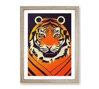 Tiger Abstract No.5 Framed Print | A2 Oak Framed Wall Art | Ready to Hang | Abstract Animal Picture | Living Room Bedroom Lounge Office