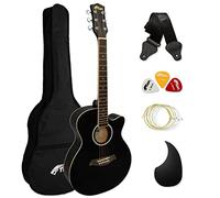 TIGER ACG1-BK Small Body Acoustic Guitar for Beginners Guitar - Black - Now with 6 Months Free Lessons Included