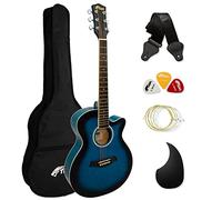 Tiger ACG1-BL Acoustic Guitar with Steel Strings - Small Body 4/4 - for Beginners aged 11+ - Bag, Strap, Spare Strings, Scratchplate and Pick Included - 6 Months free Lessons - Blue