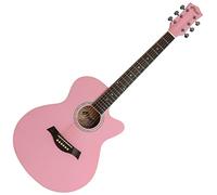 TIGER ACG1-PK-SM Acoustic Steel String Guitar - Pastel Pink Matte - Full Size Small Body Parlour Guitar for Ages 12+