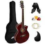 Tiger ACG1-RD34 Acoustic Guitar with Steel Strings - 3/4 Size - for Beginners aged 9+ - Bag, Strap, Spare Strings, Scratchplate and Pick Included - 6 Months Free Lessons - Red