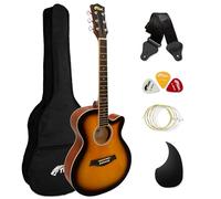 Tiger ACG1-SB Acoustic Guitar with Steel Strings - Small Body 4/4 - for Beginners aged 11+ - Bag, Strap, Spare Strings, Scratchplate and Pick Included - 6 Months free Lessons - Sunburst