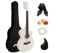 Tiger ACG1-WH Acoustic Guitar with Steel Strings - Small Body 4/4 - for Beginners aged 11+ - Bag, Strap, Spare Strings, Scratchplate and Pick Included - 6 Months free Lessons - White
