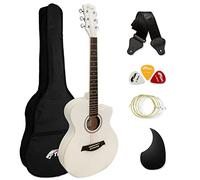 TIGER ACG1-WH Small Body Full Size Acoustic Guitar for Beginners - White - Now with 6 Months Free Lessons Included