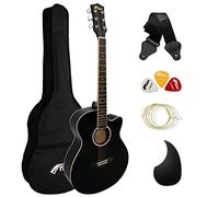 TIGER ACG3-BK Full Size Acoustic Guitar Package - Beginners Guitar Pack with Gig Bag, Strap and Spare Strings - Black - Now with 6 Months Free Lessons Included