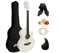 TIGER ACG3-WH Full Size Acoustic Guitar Package - Beginners Guitar Pack with Gig Bag, Strap and Spare Strings - White - Now with 6 Months Free Lessons Included