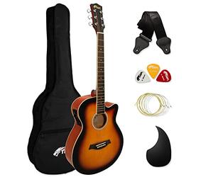 Tiger ACG4-SB Full Size Electro Acoustic Guitar for Beginners - Sunburst | Including Built-in 3-Band EQ, Gig-bag, Strap and Spare Strings