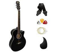TIGER ACG4BK-NB Full Size 4/4 Electro Acoustic Guitar for Beginners with Built-in 3-Band EQ - Package includes Strap and Spare Strings - Black - Now with Six Months FREE lessons